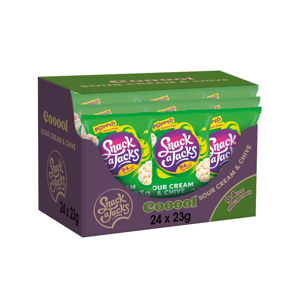 Snack a Jacks Sour Cream & Chive Rice Cakes - Case of 24 x 23g Packs