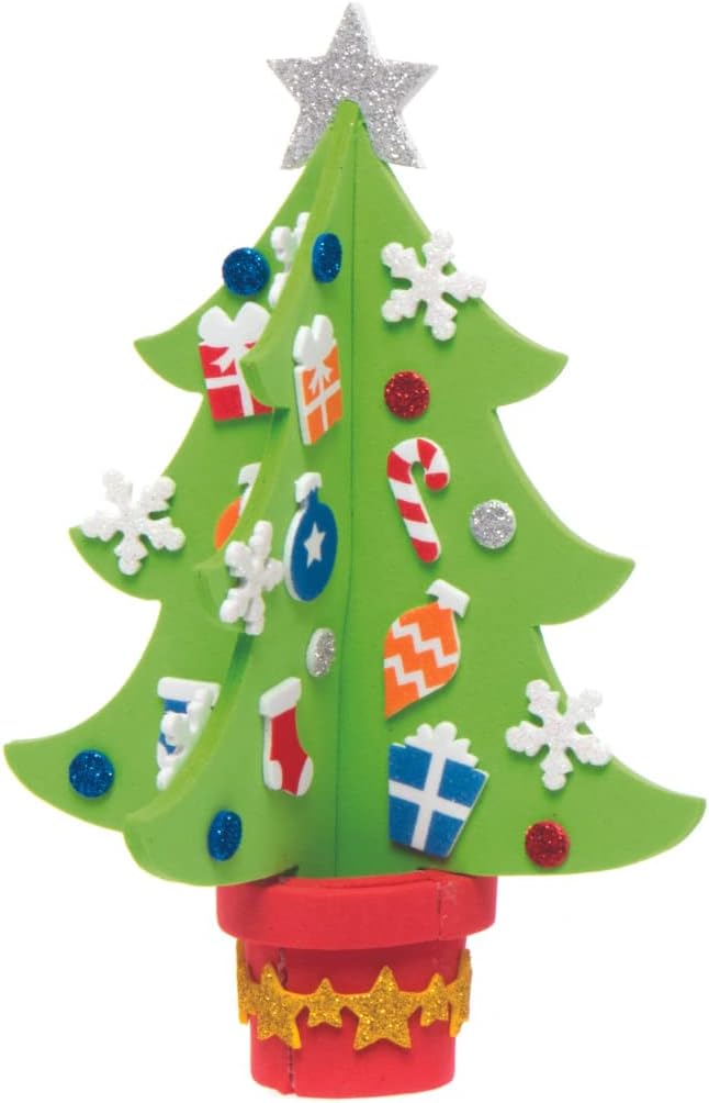 Baker Ross AX427 Christmas Tree Craft Kit - Pack of 4 Foam Decorations for Kids 2