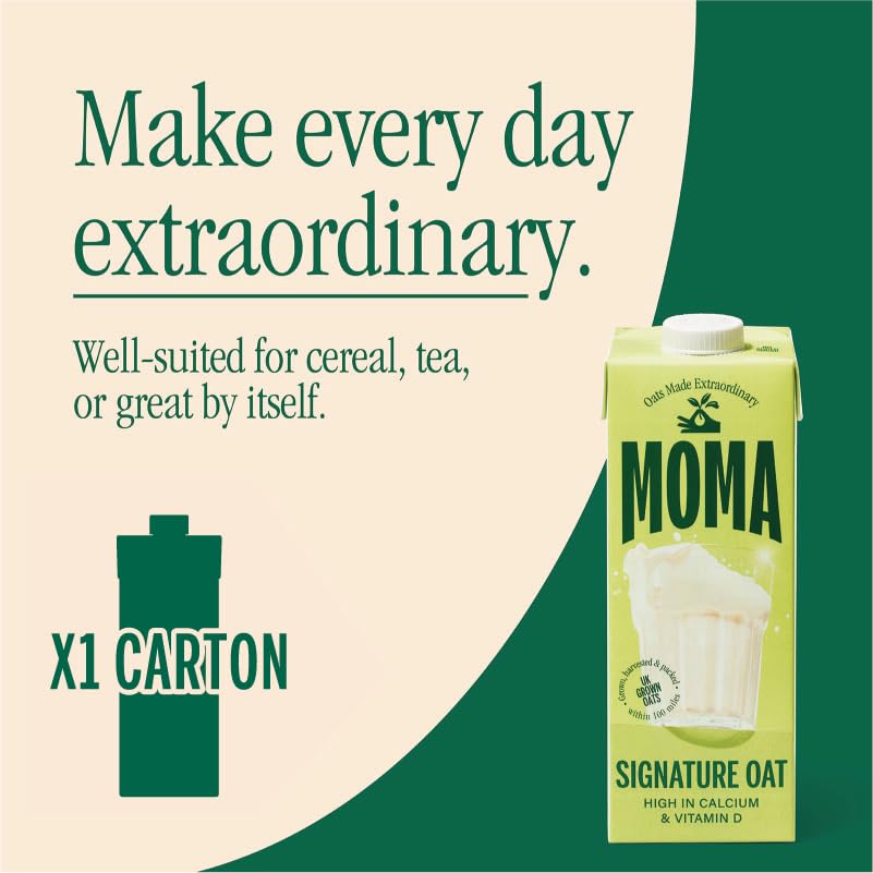 MOMA Signature Haferdrink – 1 l – Pflanzlich, vegan, mit Kalzium und Vitaminen angereichert – Hergestellt aus britischem Hafer