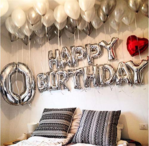 TONIFUL Silver Happy Birthday Balloons Banner, 16 Inch Foil Letter Balloons Party Decoration (15 Pcs) 10