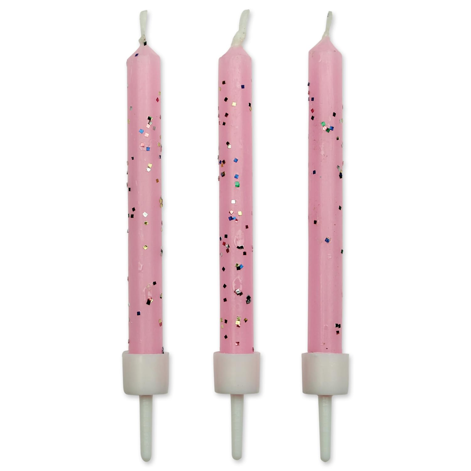 PME Pink Glitter Candles - 10 Pack | 6.2 cm Height | Unscented | Modern Style