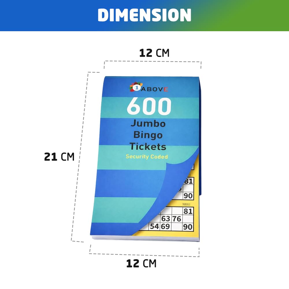 1ABOVE Bingo Books - 2 Pack Jumbo Tickets with Large Bold Numbers | Paper | Unisex Adult