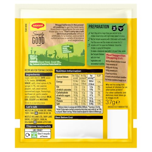 MAGGI Pan Perfect Teriyaki Herbs and Spices Recipe Mix 37g 7