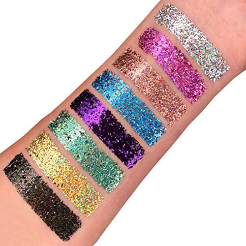 Agitadores holográficos con purpurina de Moon Glitter Rose Gold para rostro, cuerpo, uñas, labios, 5 g