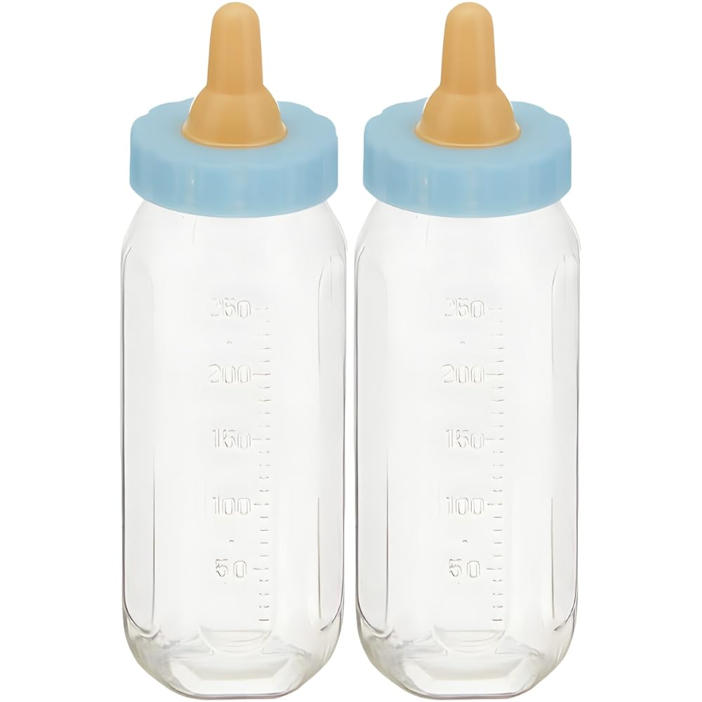 Unique Fillable Blue Baby Bottles - 2 Pack, 12cm Keepsakes for Baby Showers | Plastic 1