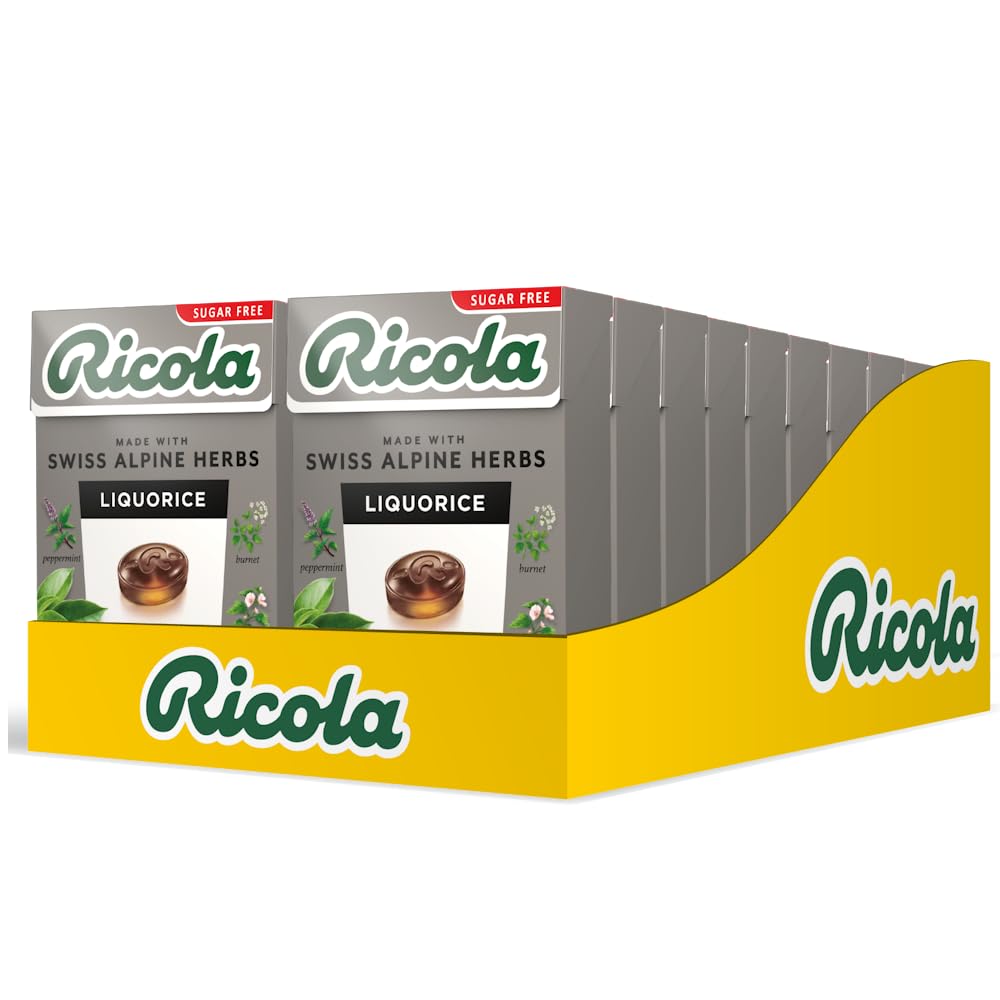 Ricola Liquorice Sugar Free Swiss Herbal Sweets Box | 20 Count | 45g Each