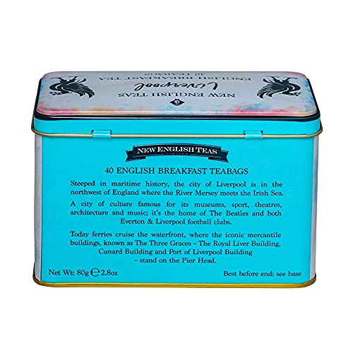New English Teas Liverpool Gifts Tea Caddy with 40 English Breakfast Teabags