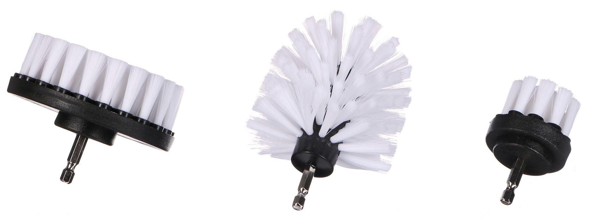 SIXTOL Drill Brush Set - 3 Soft White Nylon Heads for Car Detailing & Household Cleaning | Compatible with Drills 2