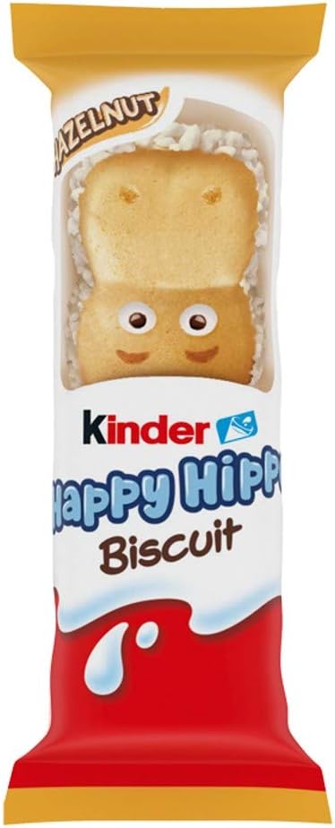 Kinder Happy Hippo Haselnuss-Kekswaffel mit Milch- und Haselnussfüllung, 10 Packungen mit je 5 Keksen (insgesamt 50)