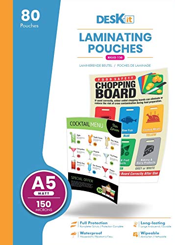 deskit A5 Laminating Pouches - Matt Finish, 150 Microns, 80 Sheets | Everyday Document Protection 1