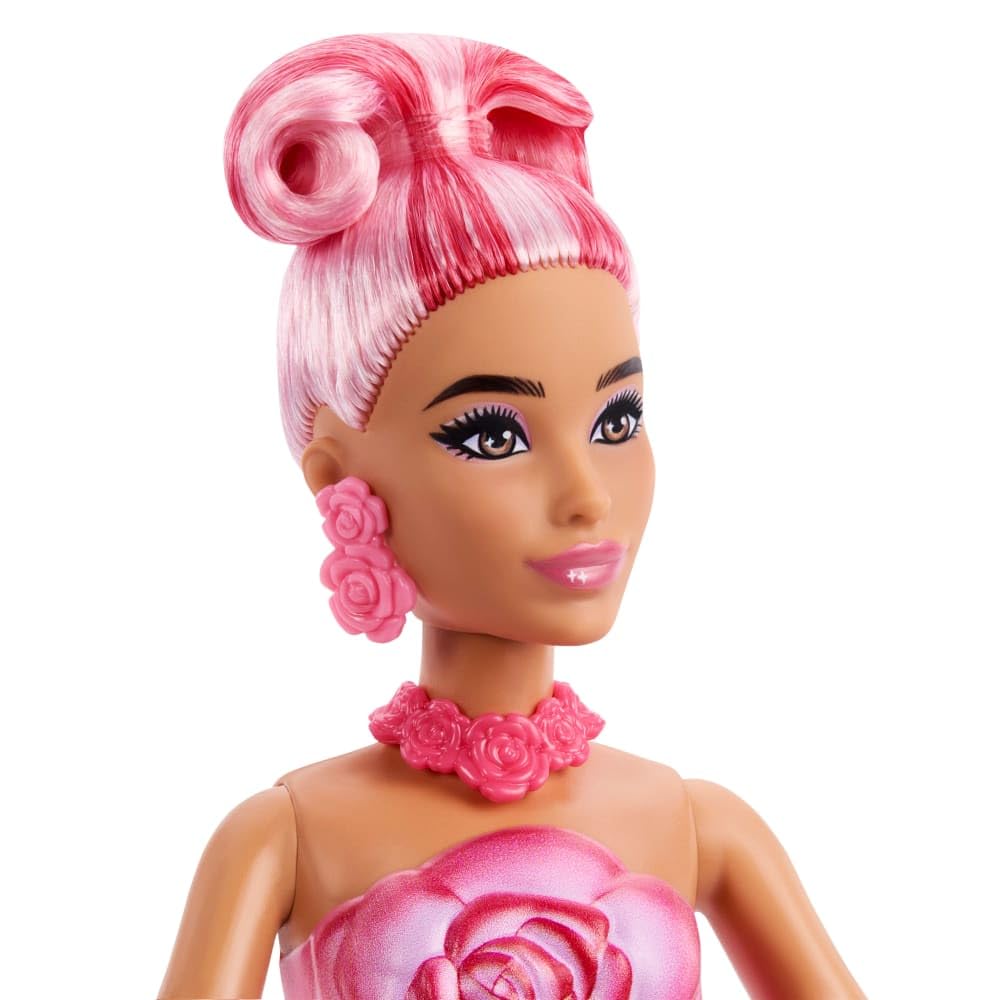 Barbie Petal Pop Scented Doll with Rose Dress & Accessories, Bouquet Reveal | Model JMF59 3