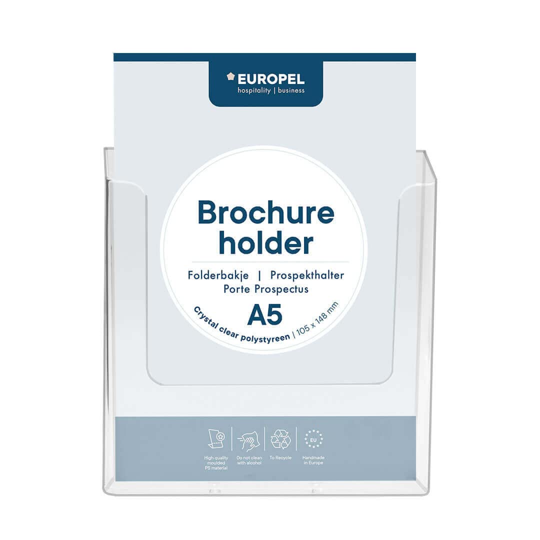 Europel Wall Mounted Brochure Holder - A5 Size | Crystal Clear Acrylic | Space Saving 1