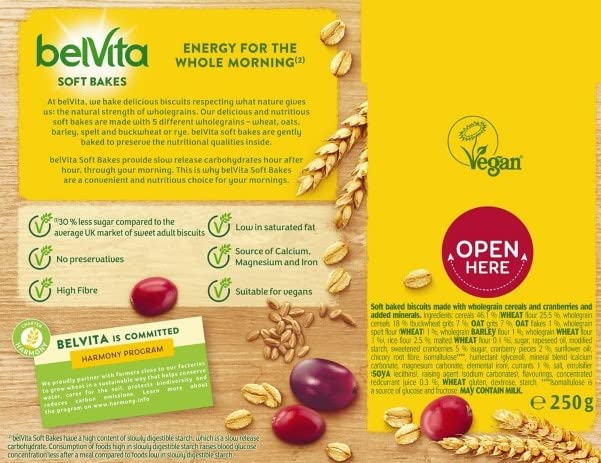 Belvita Breakfast Biscuits Soft Bakes Red Berries - 5 Whole Grains, 250g Pack 4