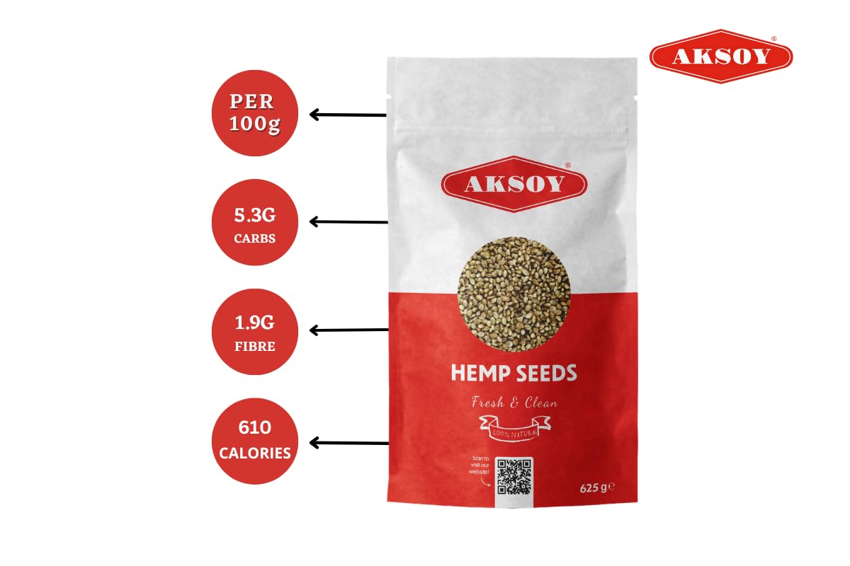 AKSOY Whole Hemp Seeds - Complete Protein Source | 625g | Rich in Omegas 3 & 6 4
