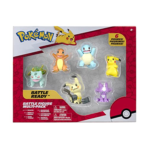 Pokemon Battle Figure 6 Pack - 2-Inch Pikachu, Squirtle & Charmander Figures for Kids 4+