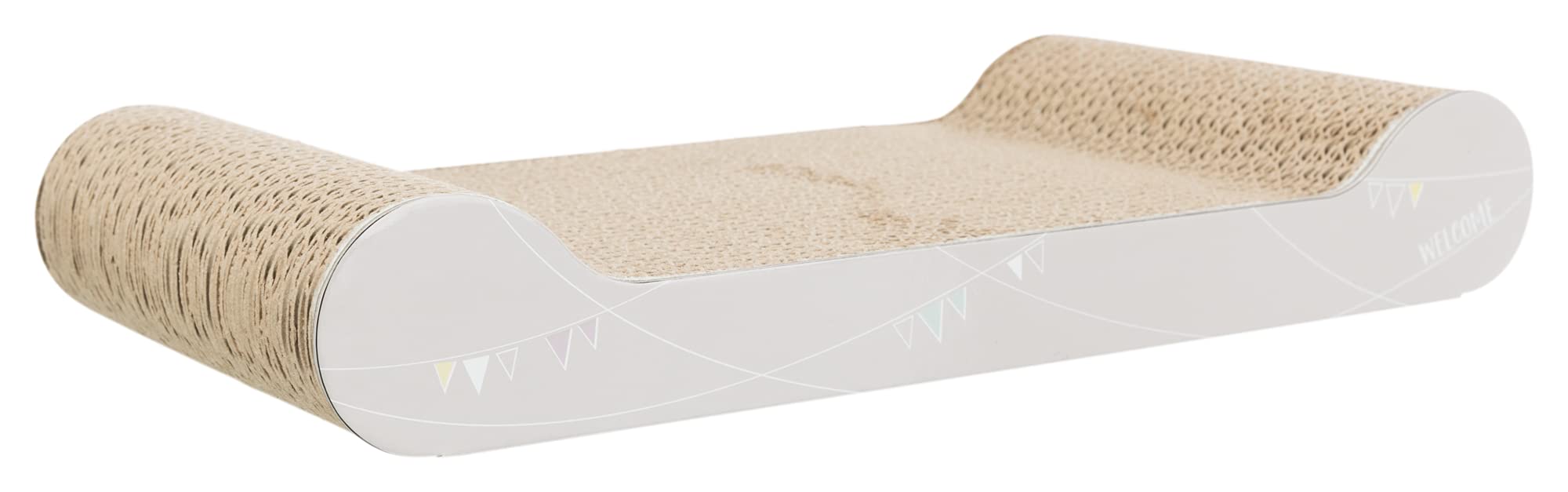 TRIXIE Junior Scratching Board - Cardboard, Light Grey/Natural | 38 x 6 x 18 cm