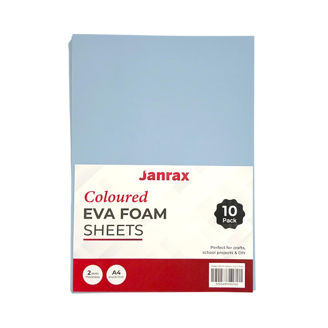 Janrax Light Blue A4 EVA Foam Sheets - 2mm Thick | 10 Pack | Craft & Decoration 9