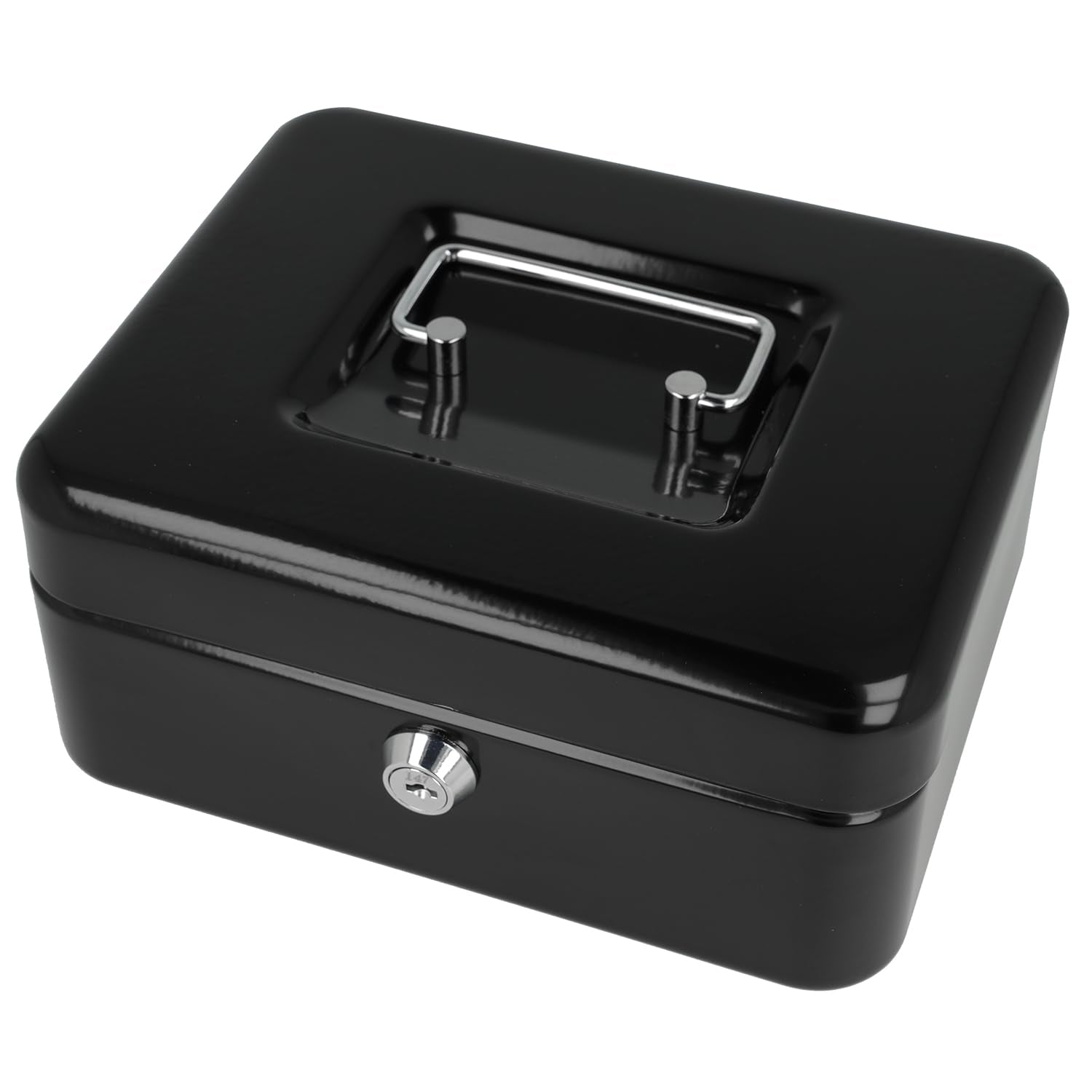 Westcott Lockable Cash Box - Robust Sheet Steel Security | Black | 20 x 16 x 9 cm