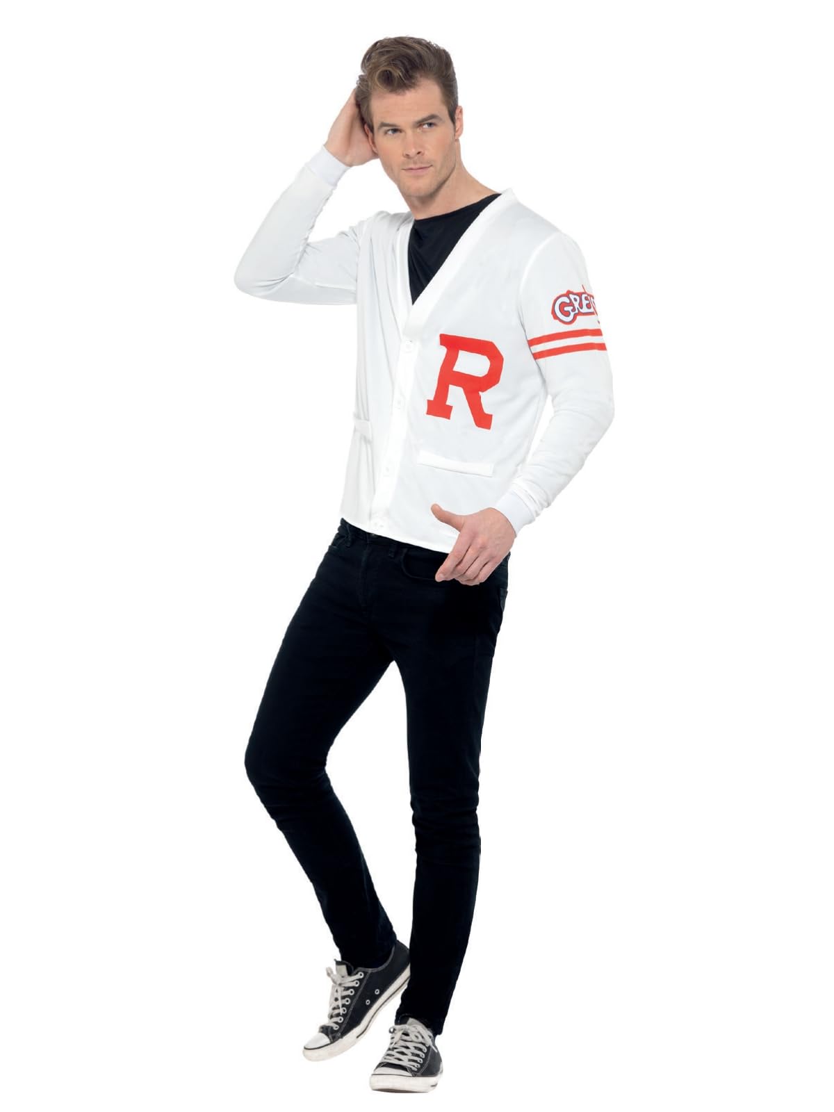 Smiffys Men's Official Grease Rydell Prep Costume - White, Size M (38"-40")