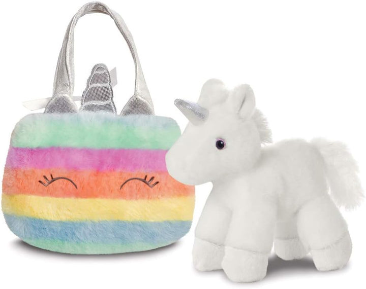 AURORA Fancy Pals Pet Carrier Collection - Rainbow Unicorn Soft Toy & Pet Carrier Bag (61363)