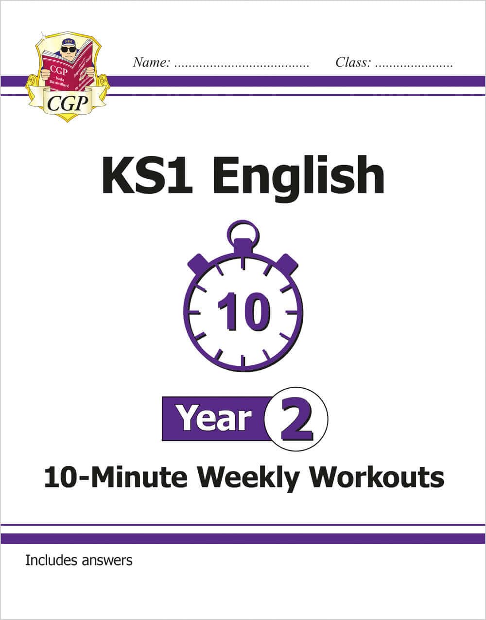CGP Books KS1 English 10-Minute Weekly Workouts - Year 2 | Ages 6-7 | 88 Pages