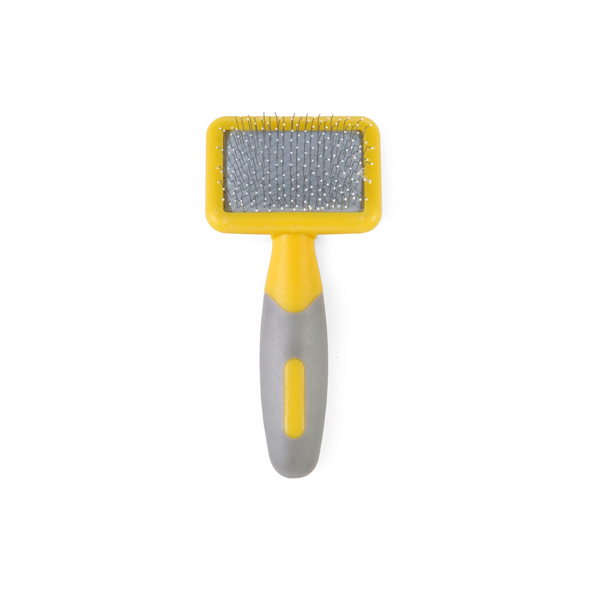 Ancol Ergo Slicker Brush - Soft Grooming for Cats & Small Animals | Yellow/Grey