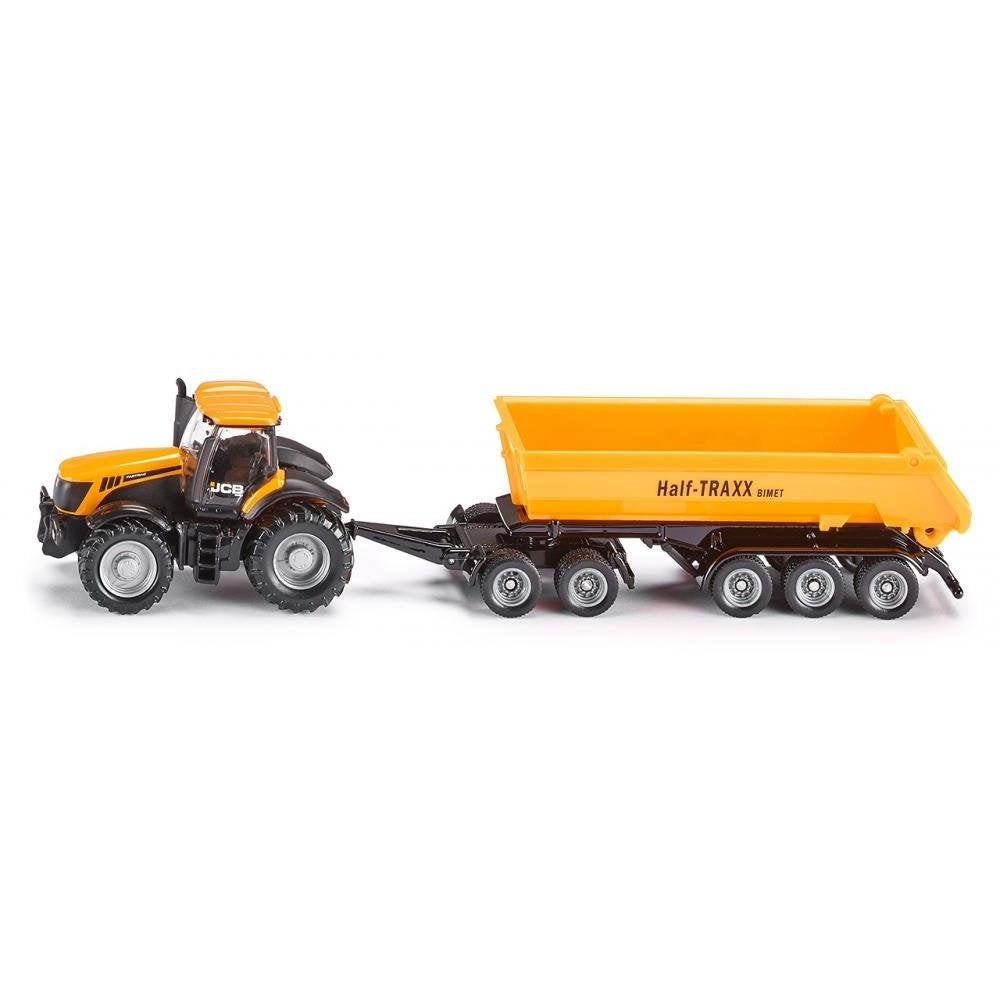 SIKU 1858 JCB Tractor with Dolly and Tipping Trailer, 1:87 Scale, Metal/Plastic, Yellow