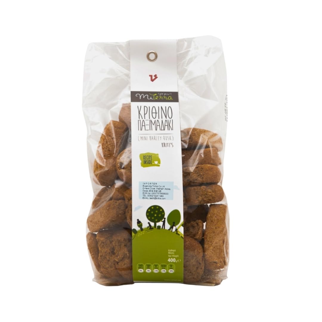 MITERRA Cretan Mini Barley Rusks - Sourdough, Baked with Extra Virgin Olive Oil | 800g (2 x 400g Packs)