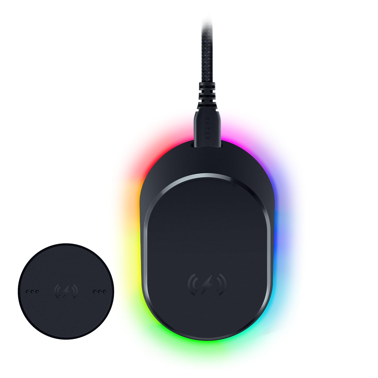 Razer Mouse Dock Pro & Charging Puck – Magnetisches kabelloses Ladedock mit 8K Hz-Transceiver und RGB-Beleuchtung