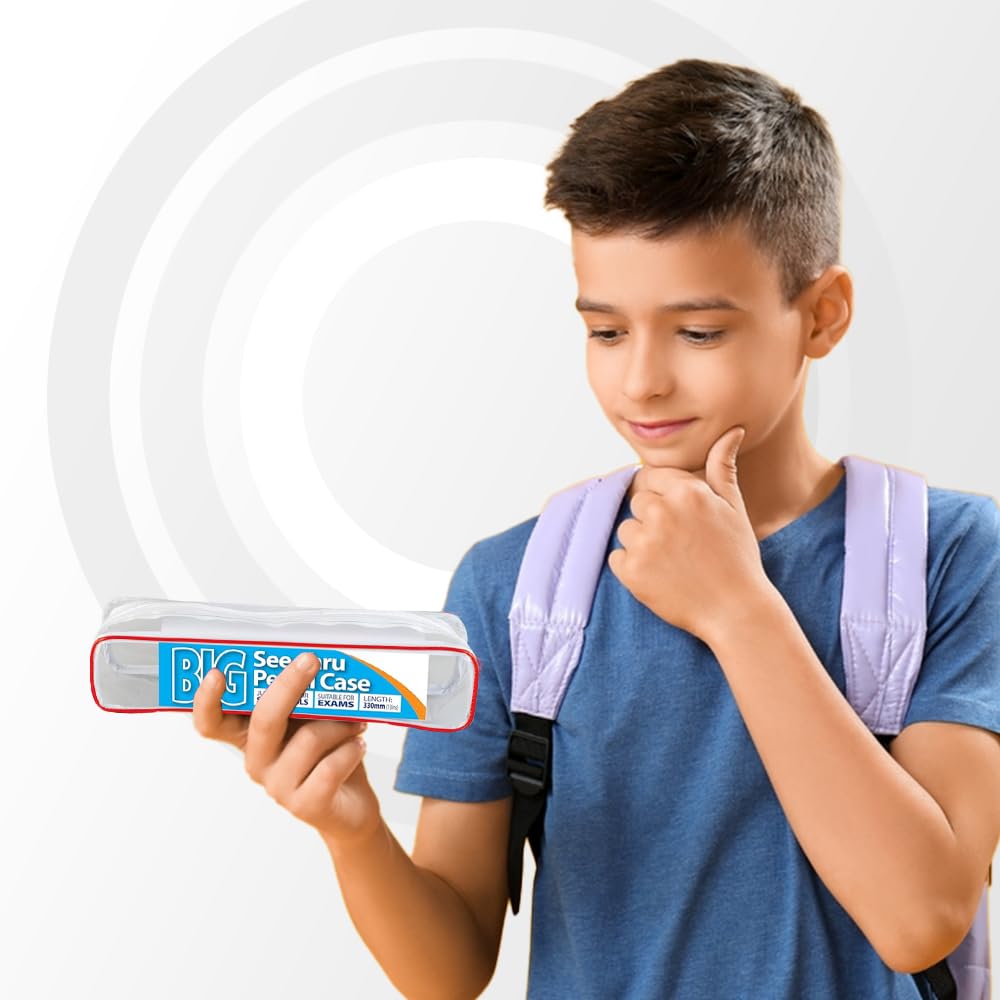 1ABOVE Clear Rectangle Pencil Case - Exam Ready | 330 x 130 mm | Waterproof Plastic 7