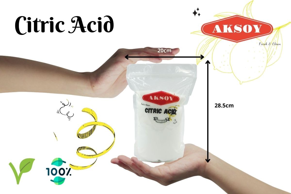 AKSOY Food Grade Citric Acid - 500g Anhydrous Granules | Non-GMO De-Scaler 2