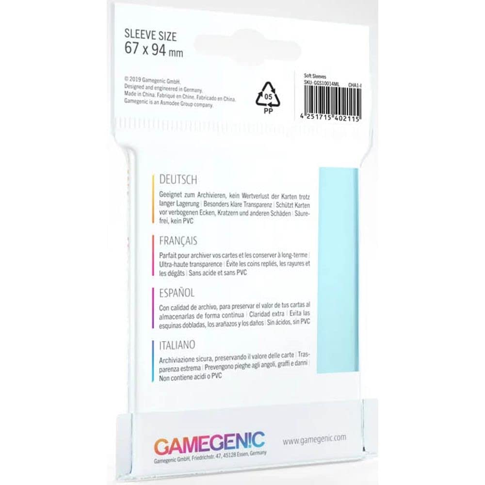 Gamegenic Soft Sleeves - 100 Pack | 67 x 94 mm Polypropylene for Trading Cards & Board Games