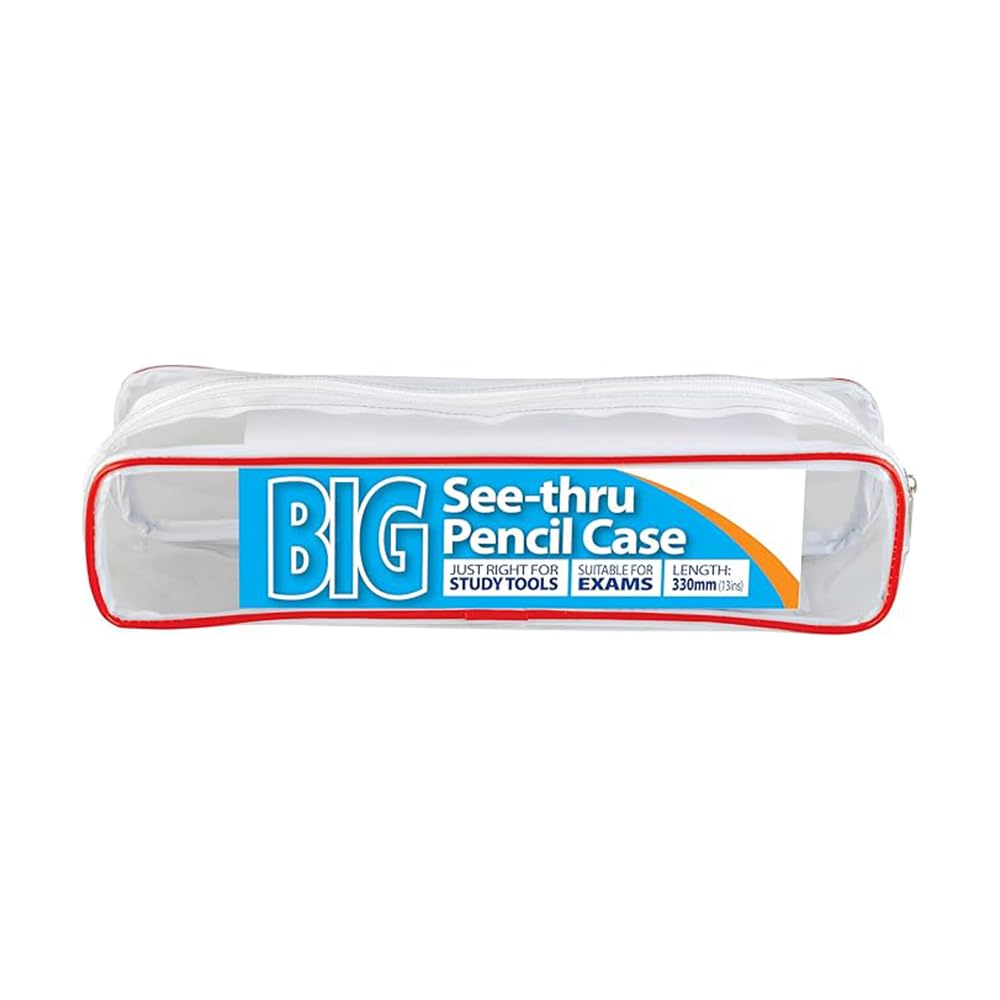 1ABOVE Clear Rectangle Pencil Case - Exam Ready | 330 x 130 mm | Waterproof Plastic