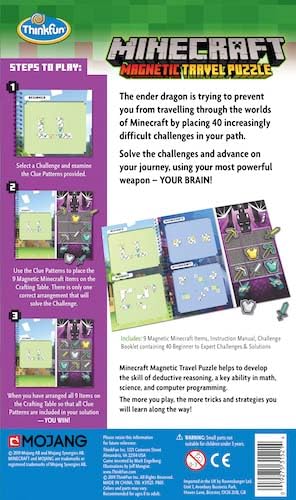 ThinkFun Minecraft Magnetic Travel Puzzle Challenge Logic Brain Game for Ages 8+ 6