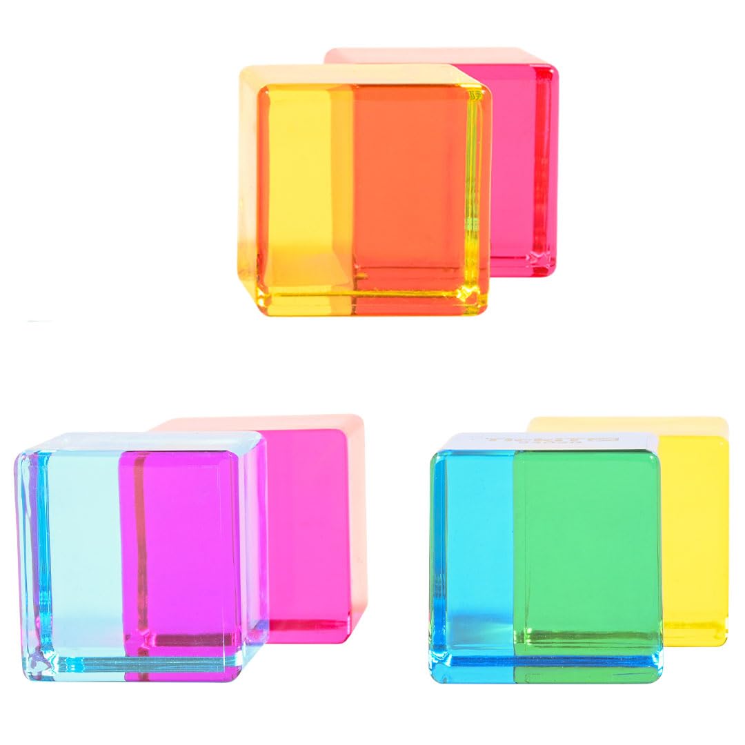 TickiT Gem Cubes - Rainbow Acrylic Stacking Blocks for Toddlers 3+ 2