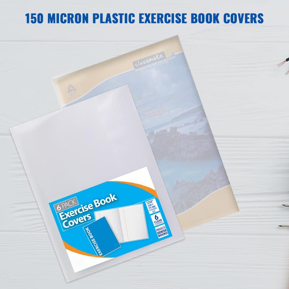 1ABOVE A4 Clear Exercise Book Covers - 6 Pack Durable Plastic Sleeves for School & Office | 150 Micron 5