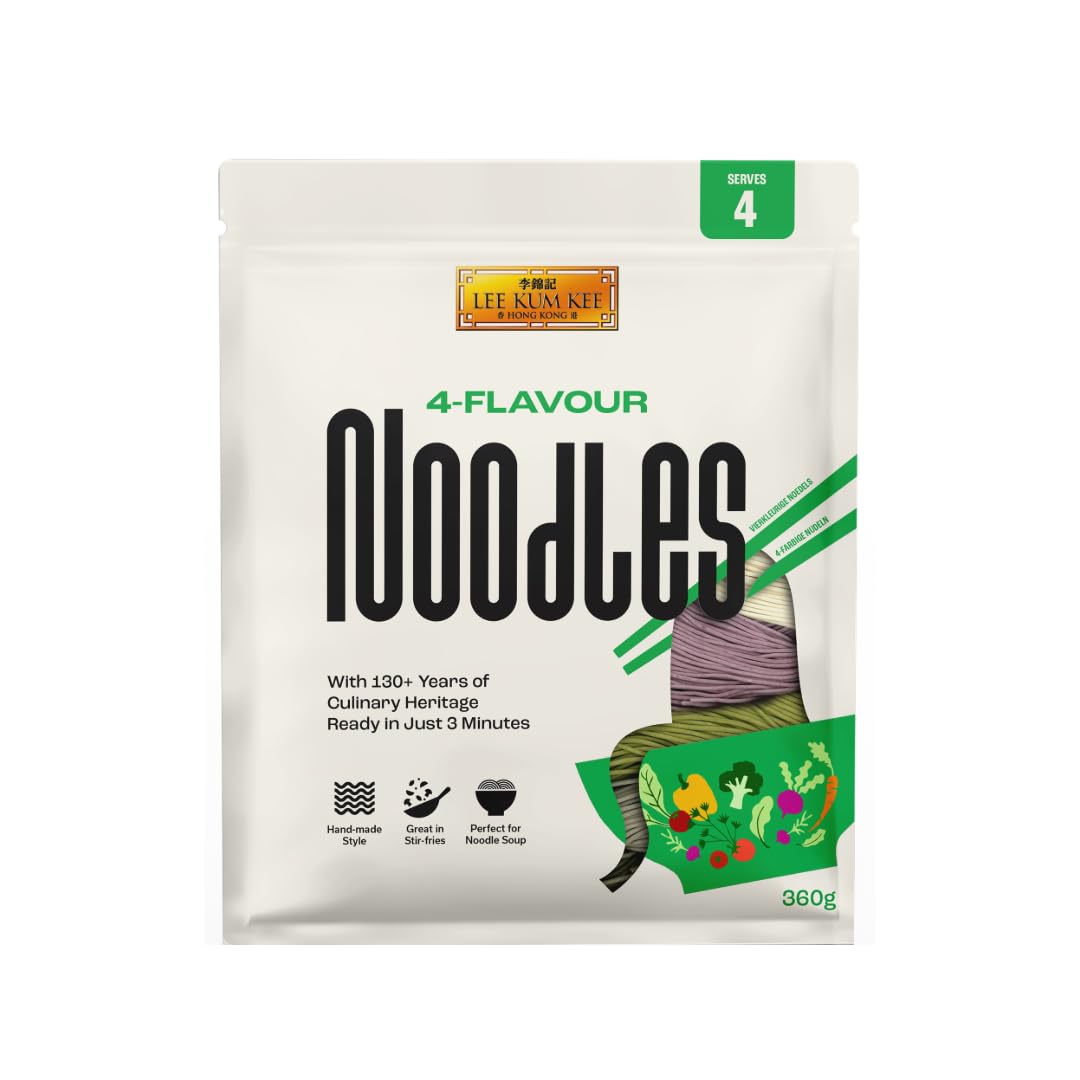 Lee Kum Kee 4-Flavour Egg Noodles - Ramen, Spinach, Buckwheat, Purple Sweet Potato | 360 g Pack