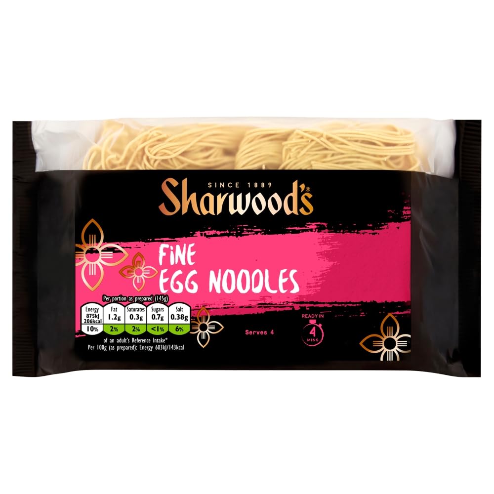 Sharwood's Fine Egg Noodles - Authentic Chinese Style, Quick-Cook | 226g Pack of 1 1