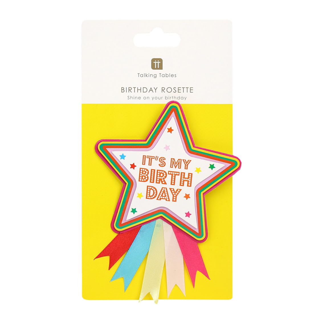 Talking Tables Happy Birthday Rosette Star Badge, Reusable Party Accessory, 10 cm Diameter