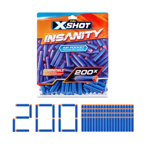 XShot Insanity 200 Dart Refill Pack by ZURU - Air Pocket Technology Darts for XShot and Compatible Foam Blasters