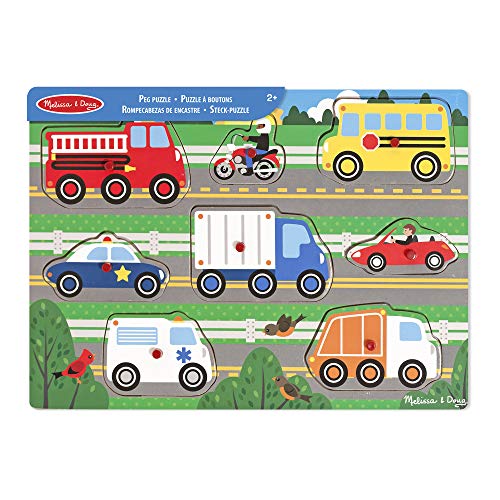 Melissa & Doug Vehicles Wooden Peg Puzzle - 8-Piece Educational Toy for Toddlers 2+ 7