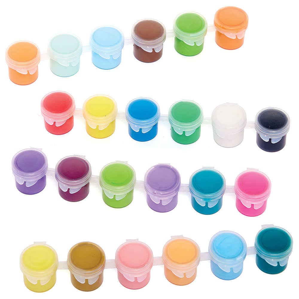 Baker Ross Acrylic Paint Pot Set - 24 Assorted Colors | 4.2ml Pots | Fast-Drying