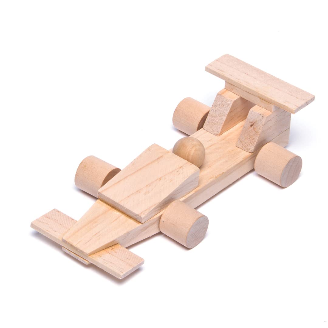 Baker Ross Paint Your Own Wooden Racing Car Craft Kit - 2 Pack, 17.5cm Long | Ages 5+ 3