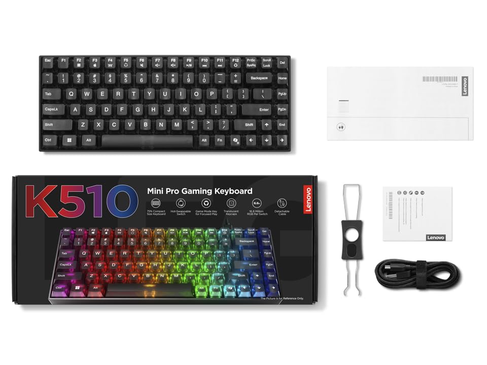 Lenovo Legion K510 Mini Pro Mechanical Gaming Keyboard – 75% Layout, Brown Tactile Switch, UK 84-Key