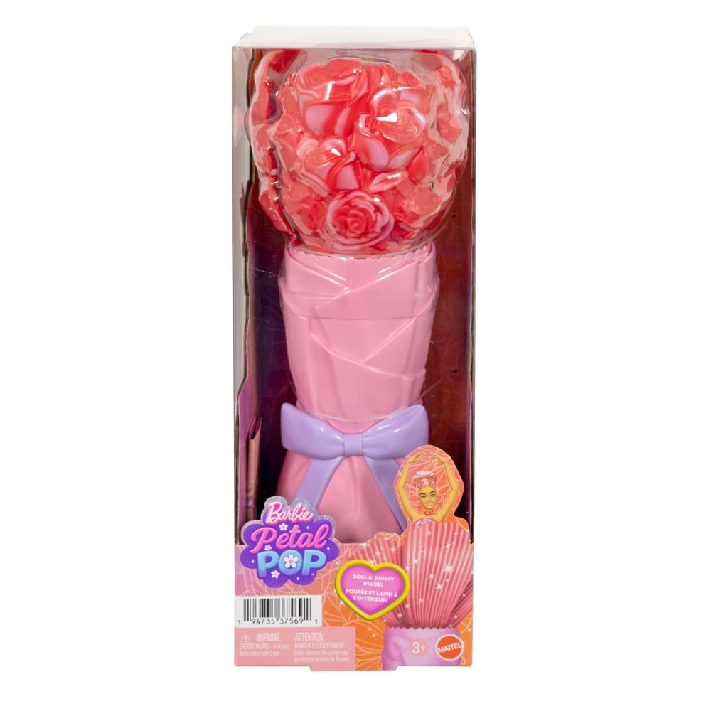 Barbie Petal Pop Scented Doll with Rose Dress & Accessories, Bouquet Reveal | Model JMF59 6