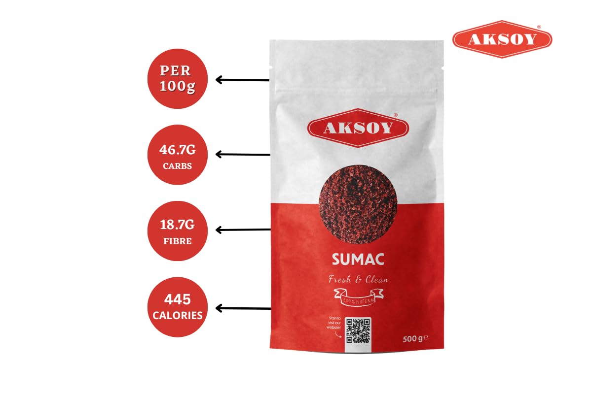 AKSOY Ground Sumac - 500g Natural Tangy Spice for Middle Eastern Cooking 5