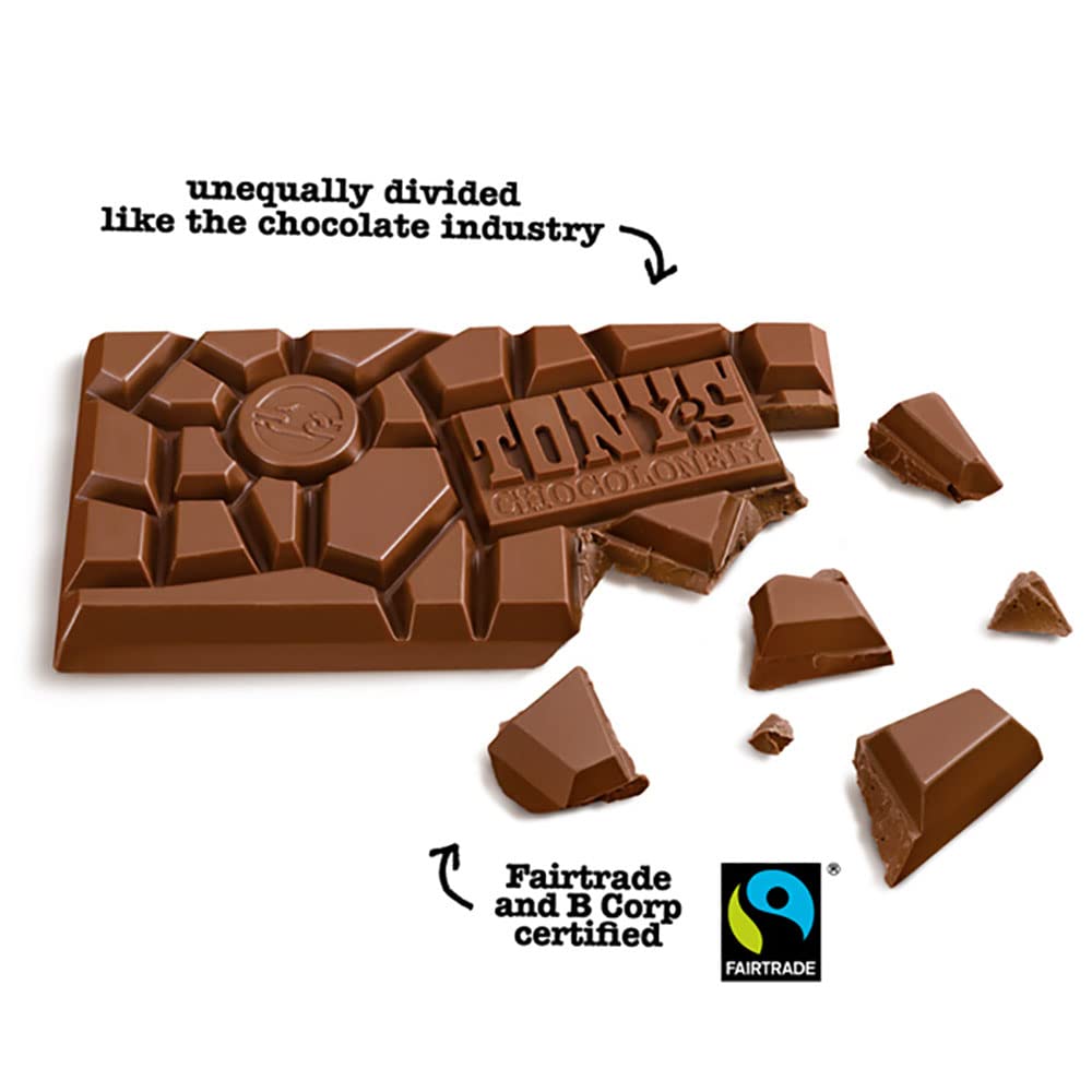 Tony's Chocolonely Milchschokolade mit Haselnüssen – 180 g, Fairtrade-Schokoladentafel aus Belgien, vegetarischer Snack