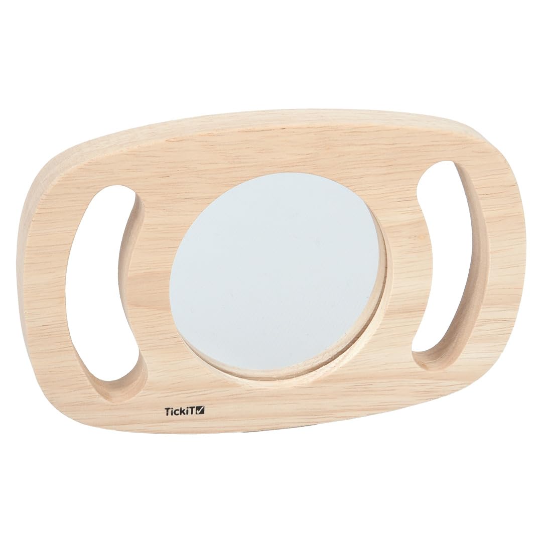 tickit Easy Hold Plane Mirror - Develops Self-Awareness | Rubberwood | 12 Months+