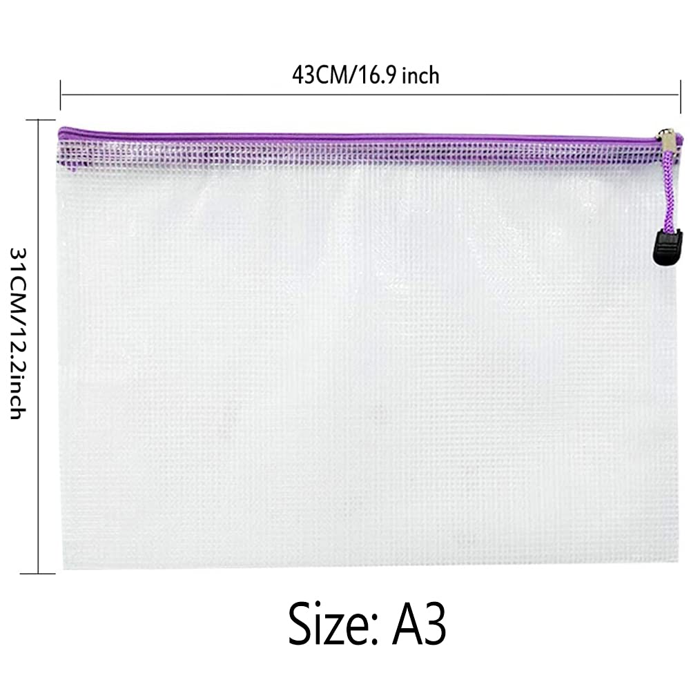 NORTHERN BROTHERS A3 Plastic Zip Wallets - 12 Colours Document Folder | 43 x 31cm PVC | Hanging Style 2