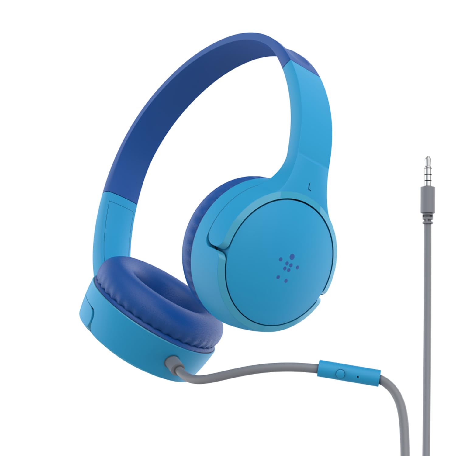 Belkin SOUNDFORM Mini Wired On-Ear Headphones for Kids - 85dB Limit, Built-in Mic | Blue